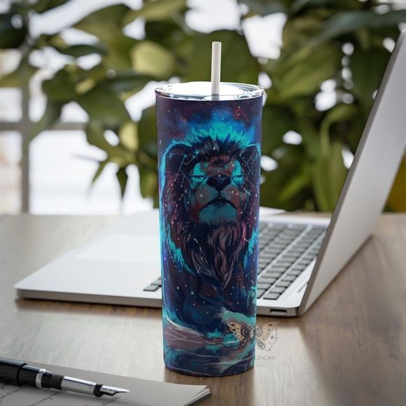 Majestic Lion 20oz Steel Tumbler With Lid & Straw - Picture 4 of 8